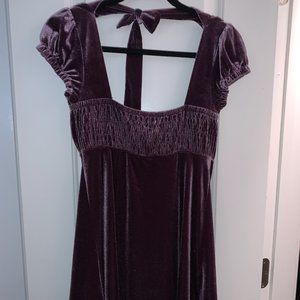 Free People Purple Velvet Babydoll Dress